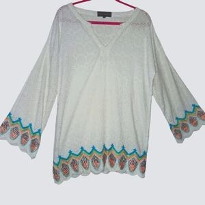 Hemant & Nandita Tunic Medium Detailed Eyelet Embroidery 100% Cotton